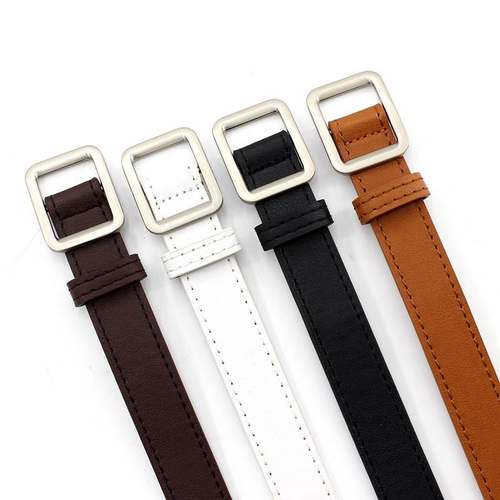 设计感免打孔皮带女韩版小众ins风牛仔裤女士腰带细装饰黑色裤带