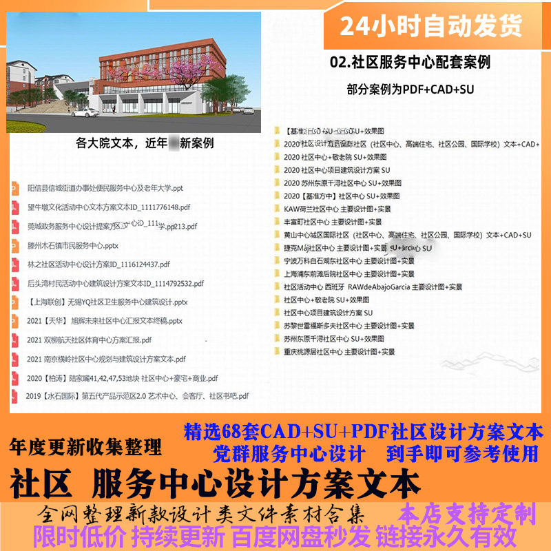 社区/党群服务中心建筑设计室内装修设计方案cad图纸SU效果图模型