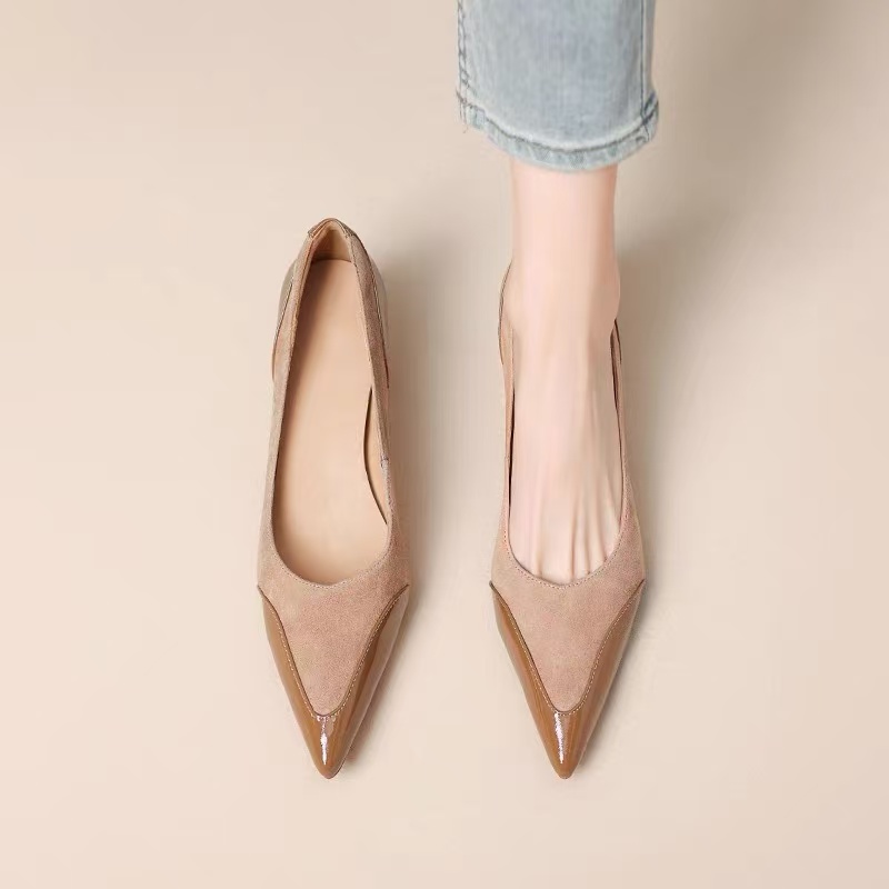 采采乐希异形跟尖头浅口单鞋女