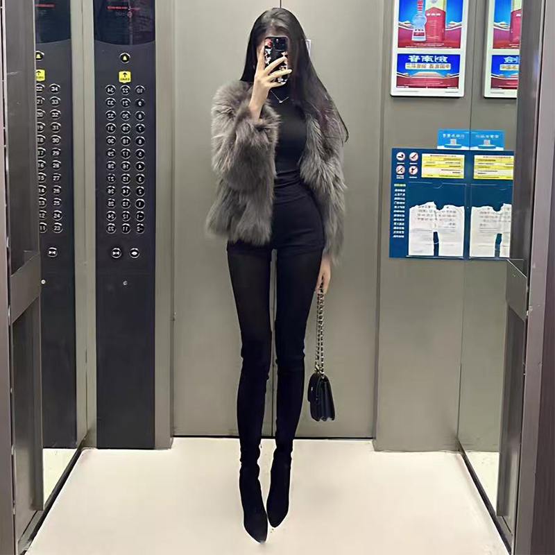 采采乐希细跟尖头绒面过膝长靴女