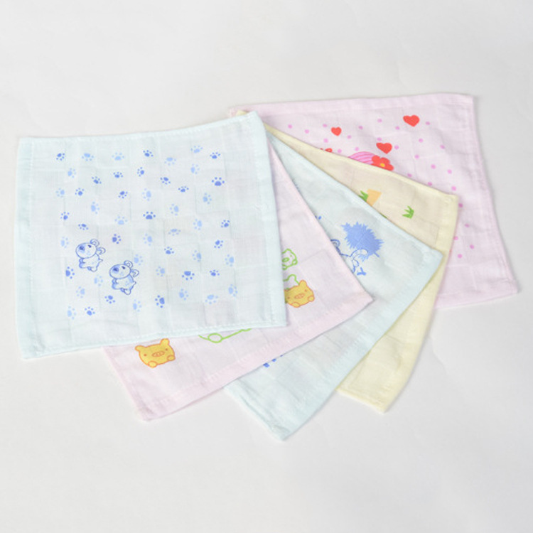 纯棉毛巾 夏季柔软吸水可爱卡通纯棉小方巾儿童毛巾 纱布毛巾