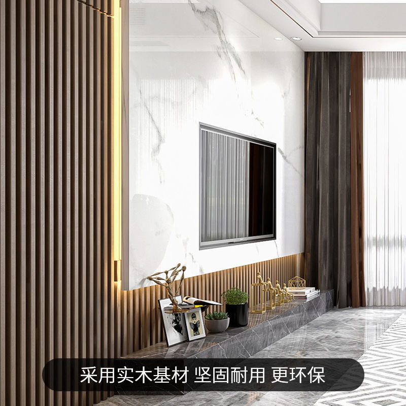 实木格栅板网红背景墙凹凸装饰板电视格栅生态木护墙板客厅长城板