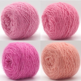 粉色毛线团松鼠绒手工编织中粗毛衣围巾亮丝长毛绒线帽子diy材料