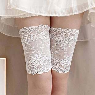 大腿腿环配短裙女白色蕾丝花边防摩擦护腿夏季薄款纯欲辣妹袜套