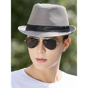 帽子男士夏天英伦爵士男款夏季小礼帽遮阳帽中年出游礼帽男青年潮