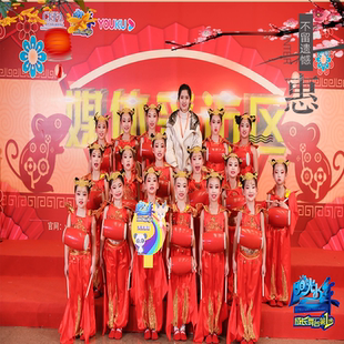 旦同款 元 盛世欢腾儿童喜庆开门红少年志秧歌演出服道具腰鼓打鼓服