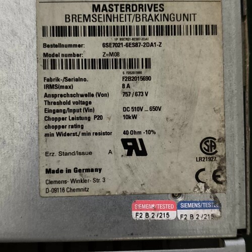 议价西门子变频器制动单元 6SE7021-6EB87-2DA1-请询价