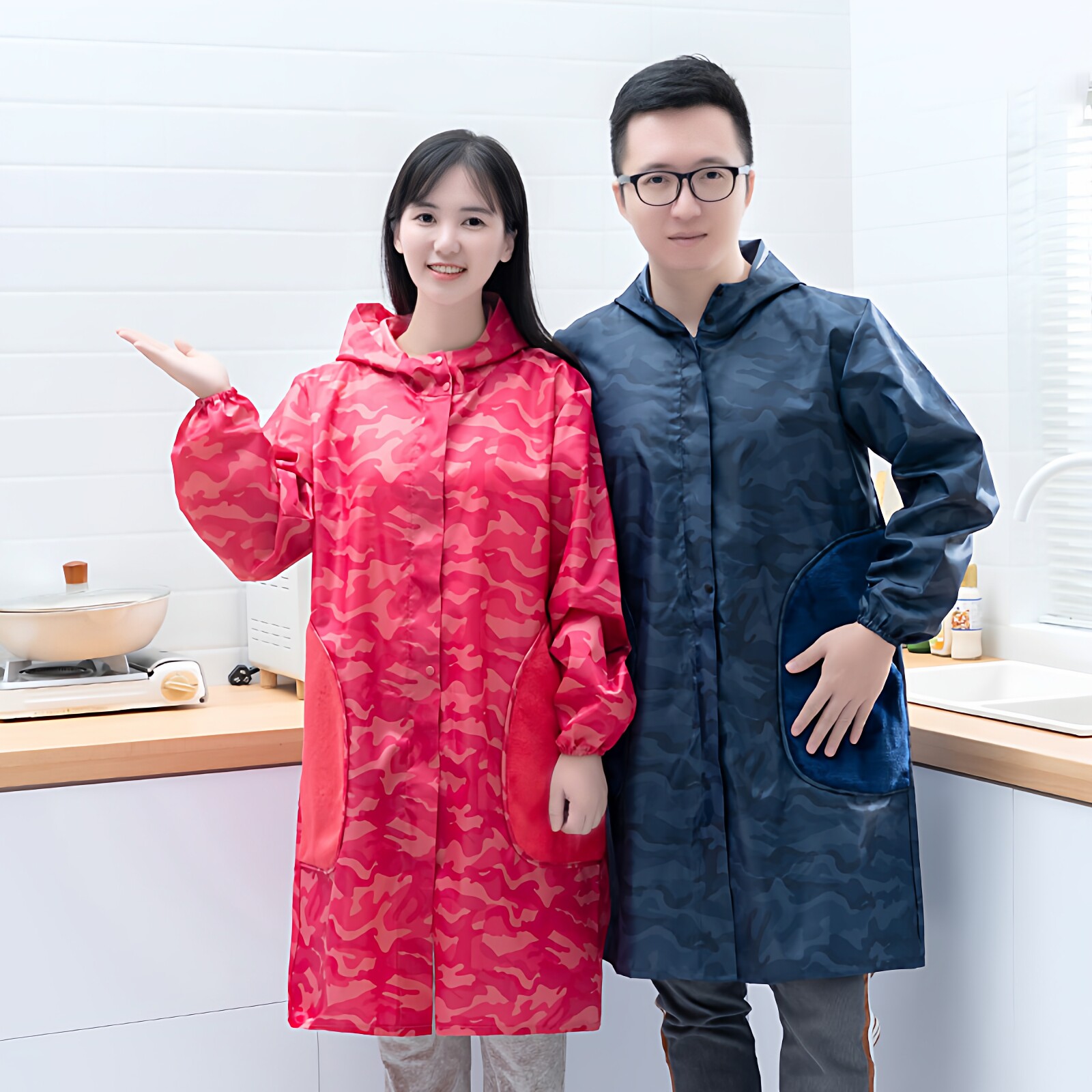 围裙厨房家用时尚可擦手防水防油可爱日系工作服长袖罩衣大人定制