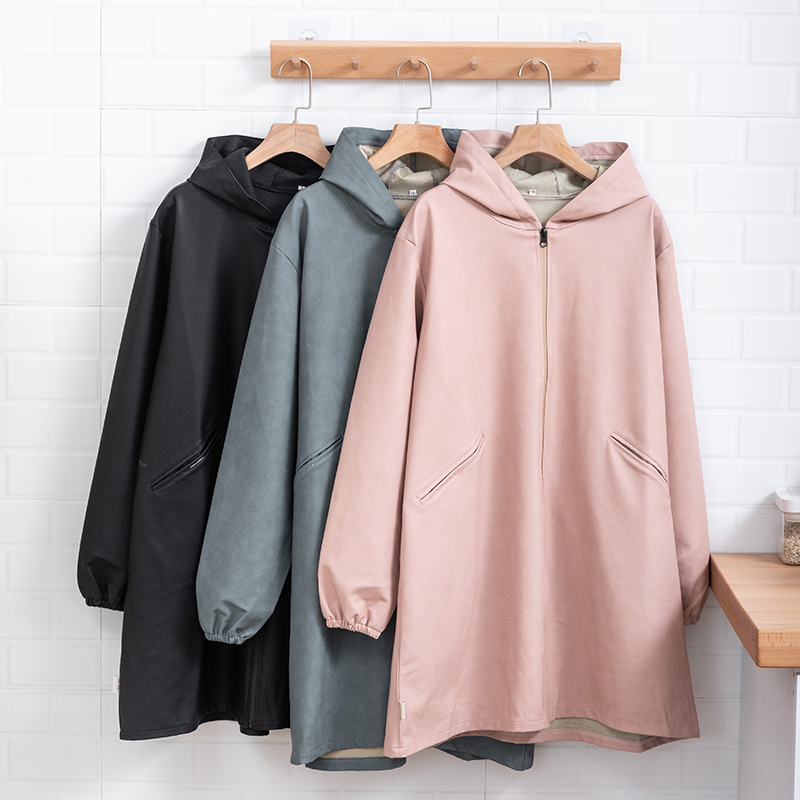 防油全包围简约风长袖印字皮罩衣