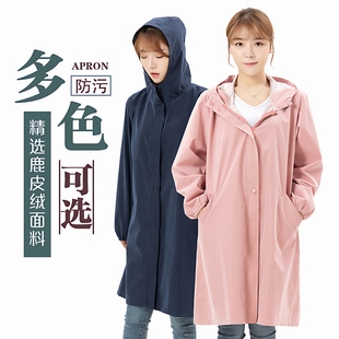 印字 冬季 护衣女罩衣大人工作服家用厨房防水防油长袖 围裙女士时尚