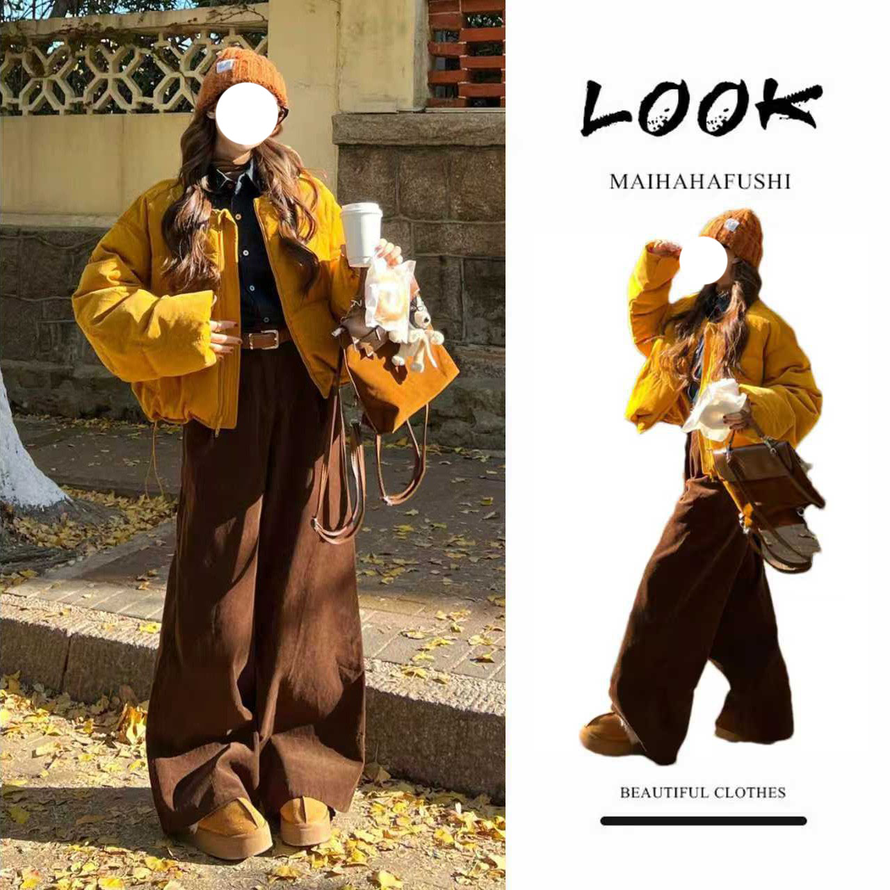 2025今年流行爆款套装女冬季超好看加厚保暖棉服外套阔腿裤两件套