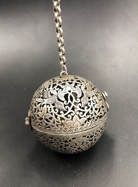 仿古白铜  香炉 香薰炉 悬挂炉 球装香炉 家居工艺摆件 复古铜器