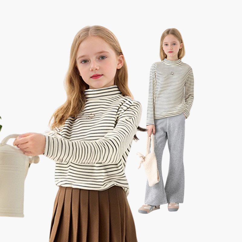 七彩摇篮男女童T恤2025春装新款儿童中大童条纹高领长袖打底衫,童装/婴儿装/亲子装,T恤,淘宝优惠券,粉丝福利购,淘宝优惠卷