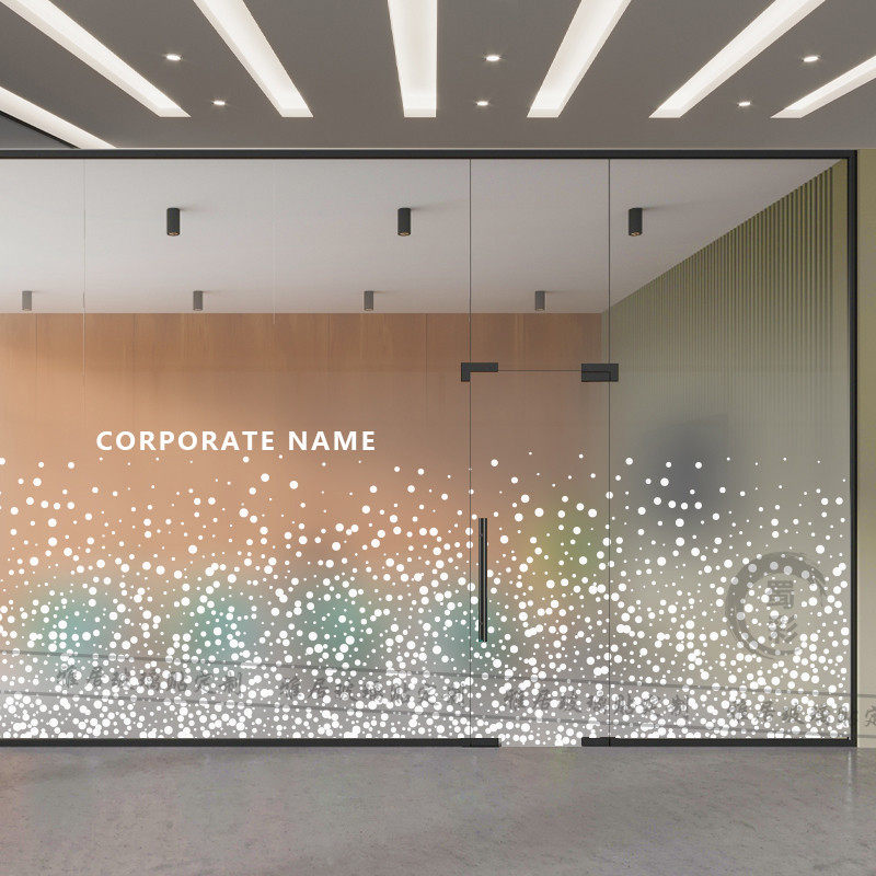 高端透明渐变磨砂玻璃贴膜公司隔断简约透明UV办公室磨砂贴纸定制