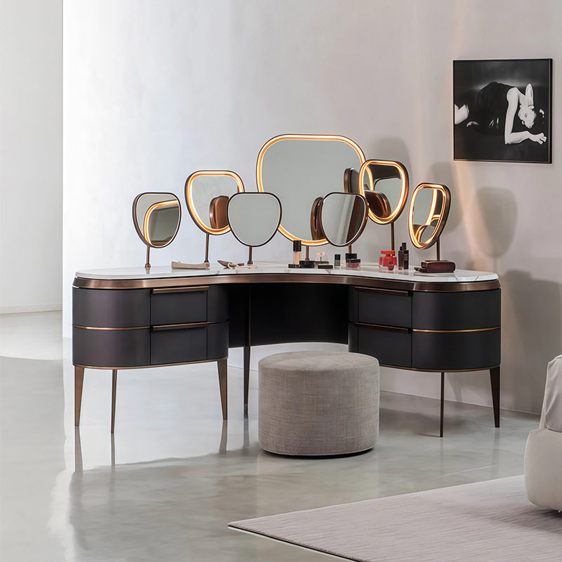 意大利设计师转角梳妆台现代简约创意高端别墅卧室带灯多镜化妆桌,住宅家具,梳妆台/桌,淘宝优惠券,粉丝福利购,淘宝优惠卷