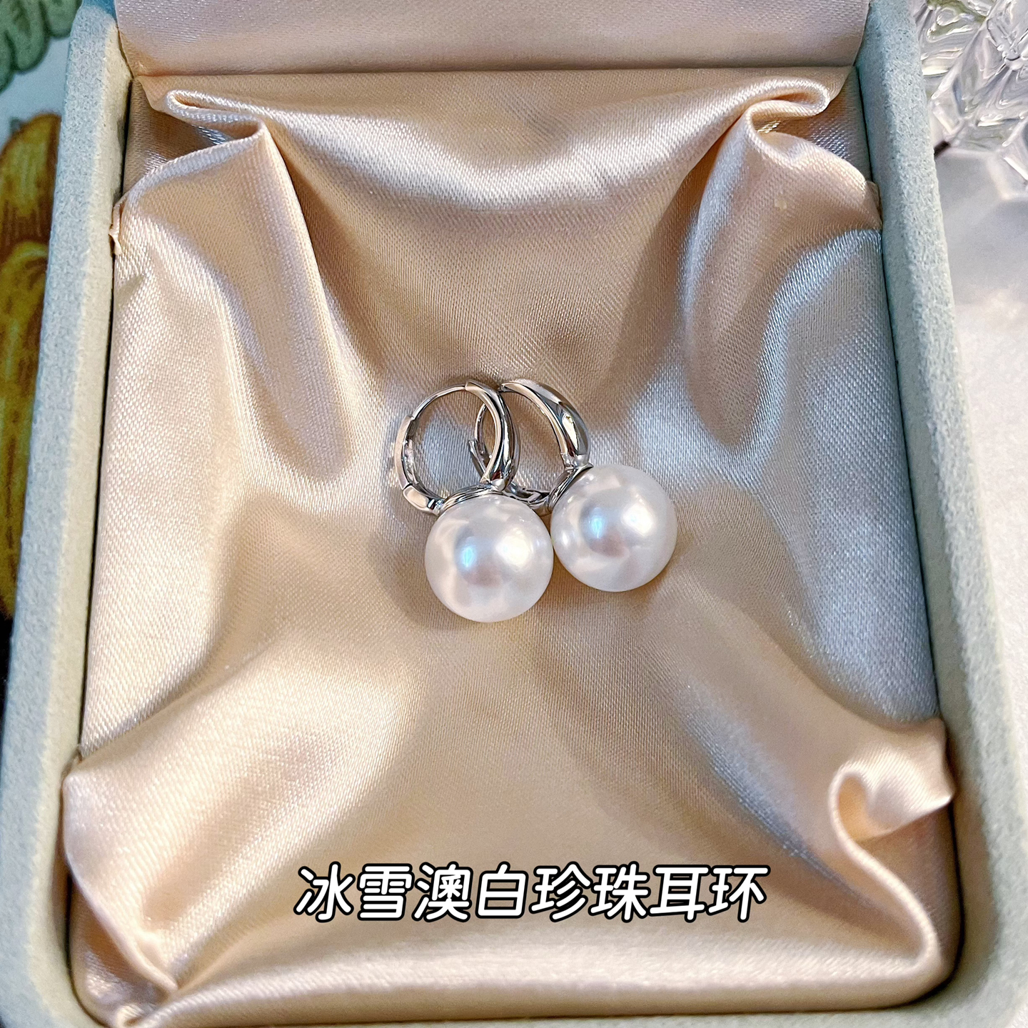 925银经典天然澳母贝珍珠水桶耳环女名媛法式复古耳钉新潮