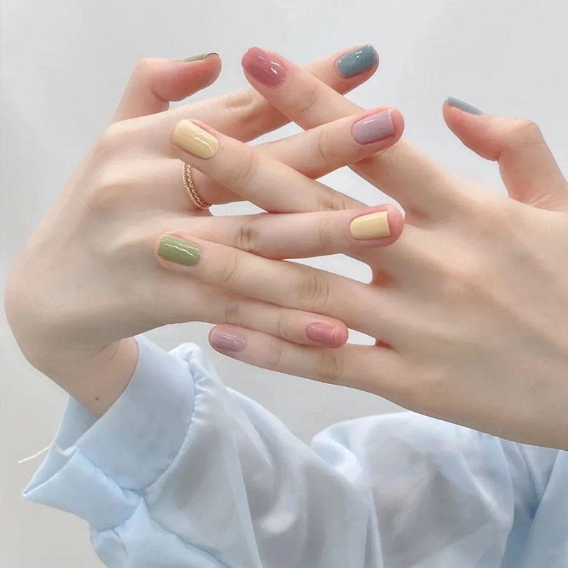 多巴胺穿戴甲糖果色美甲贴片网红爆款夏天流行短款高级感指甲贴片