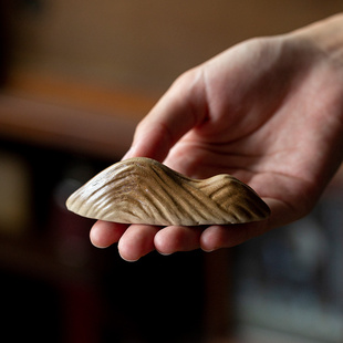 柴棕釉山形搁置山峦茶枕陶瓷茶搁茶针搁架桌面摆件功夫茶具笔架