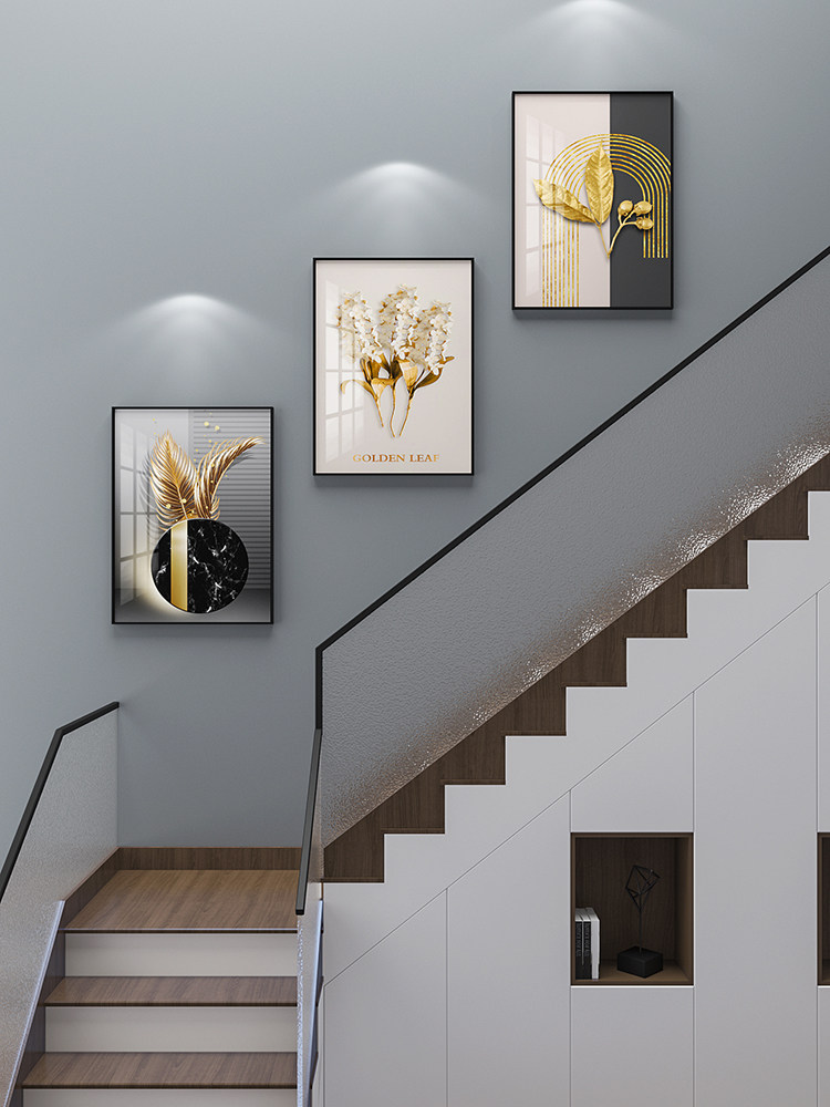 北欧楼梯装饰画现代简约楼道三联挂画客厅餐厅轻奢沙发背景墙壁画