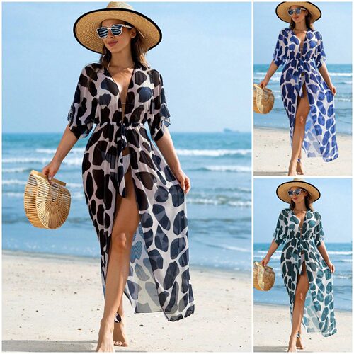 欧美印花防晒服两件套泳衣女Printed two-piece bikini swimsuit