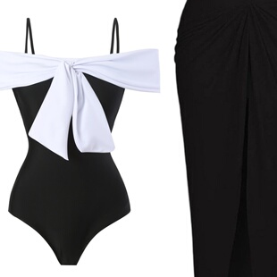 piecebikiniswimsuit 比基尼One 新款 复古连体泳衣女带纱裙爆款