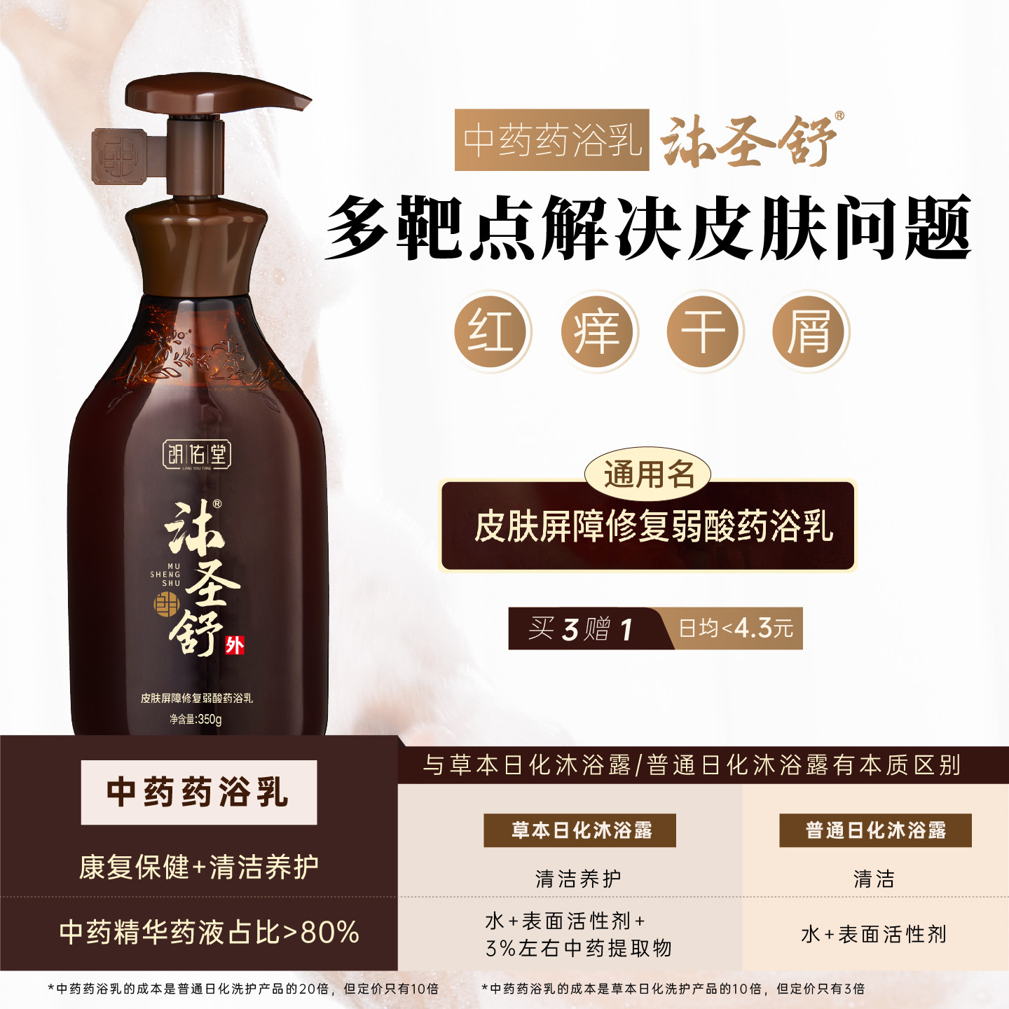 朗佑堂沐圣舒 皮肤屏障修复中药弱酸药浴乳 问题皮肤中药沐浴露,保健用品,皮肤消毒护理（消）,淘宝优惠券,粉丝福利购,淘宝优惠卷