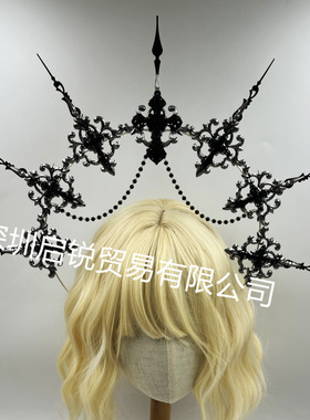 热销lolita圣母光环发饰洛丽塔巴洛克皇冠bnt发箍黑暗哥特式风格