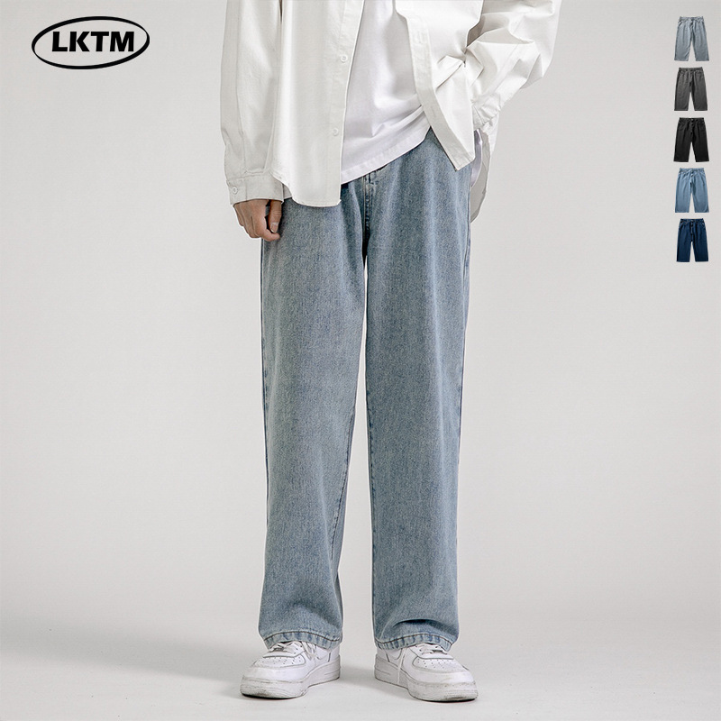 LKTM男装#牛仔裤男士四季2024新款ins宽松直筒阔腿休闲拖地老爹裤