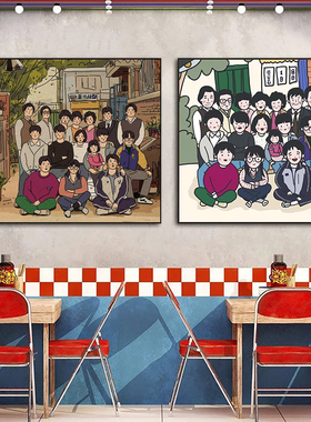 卡通餐厅海报韩国烤肉店挂画