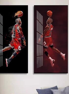 乔丹挂画NBA篮球明星周边海报装饰画篮球馆墙面男生卧室玄关壁画
