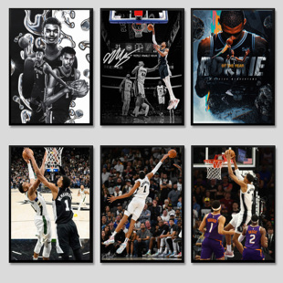 NBA马刺文班亚马周边海报挂画球星周边定制相框客厅宿舍装饰画