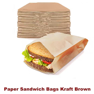 Paper Sandwich Bags Kraft Brown Stock Bags Cookies Treats