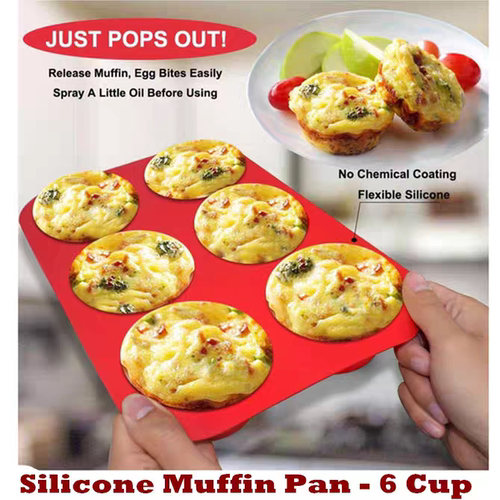 Silicone Muffin Pan 6 Cup Cupcake Baking Cups Egg Muffin