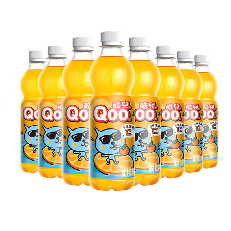 可口可乐Qoo酷儿果汁450ml*8瓶橙汁橙味饮料果味饮料正品橙c美式