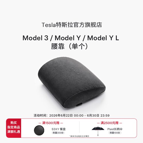 特斯拉（Tesla）官方 Model 3/Y/YL 腰靠（单个）记忆棉贴合曲线