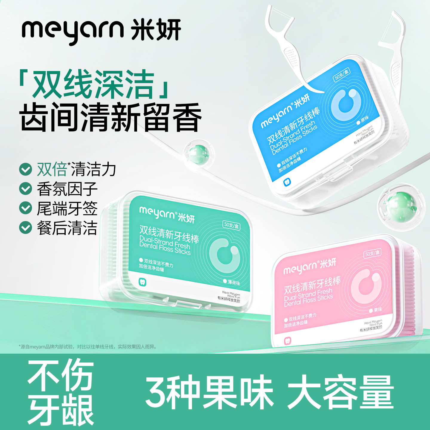 米妍双线双倍清新牙线大容量盒装图片