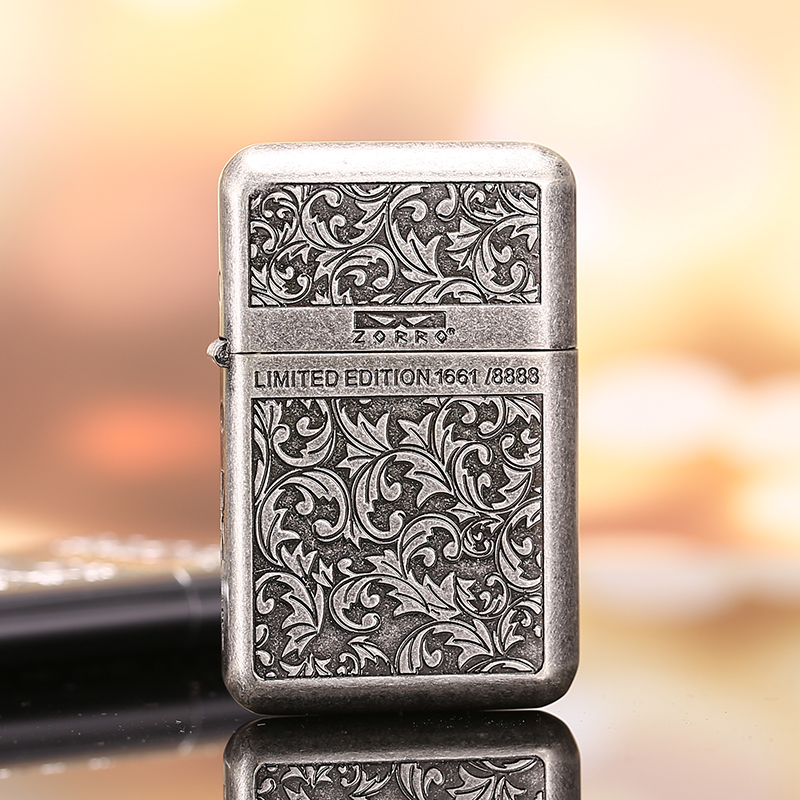 佐罗打火机原装正版790三代唐草复刻古银双面防风铜煤油男士送礼