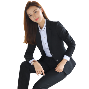酒店工作服秋冬装职业装女套装长袖西装美容师前台服务员收银制服