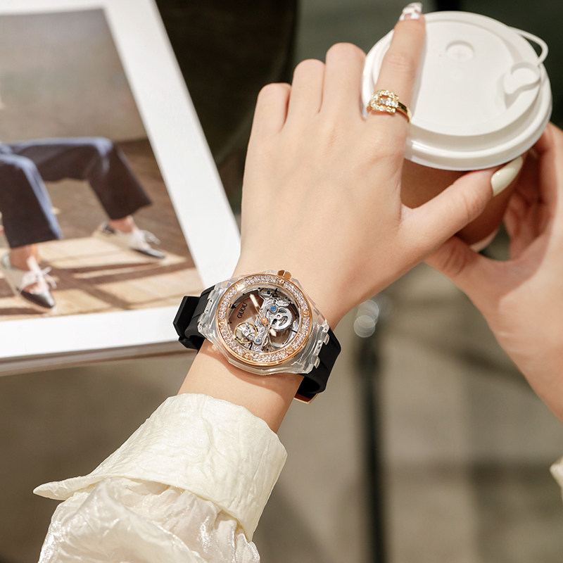 GUOU正品手表女款小众2021年新款时尚机械表高级感冷淡风女士手表