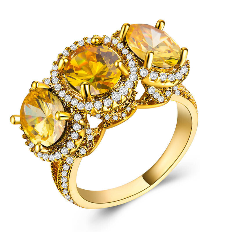 ring锆石戒指镀18k金女士指环礼物首饰饰品