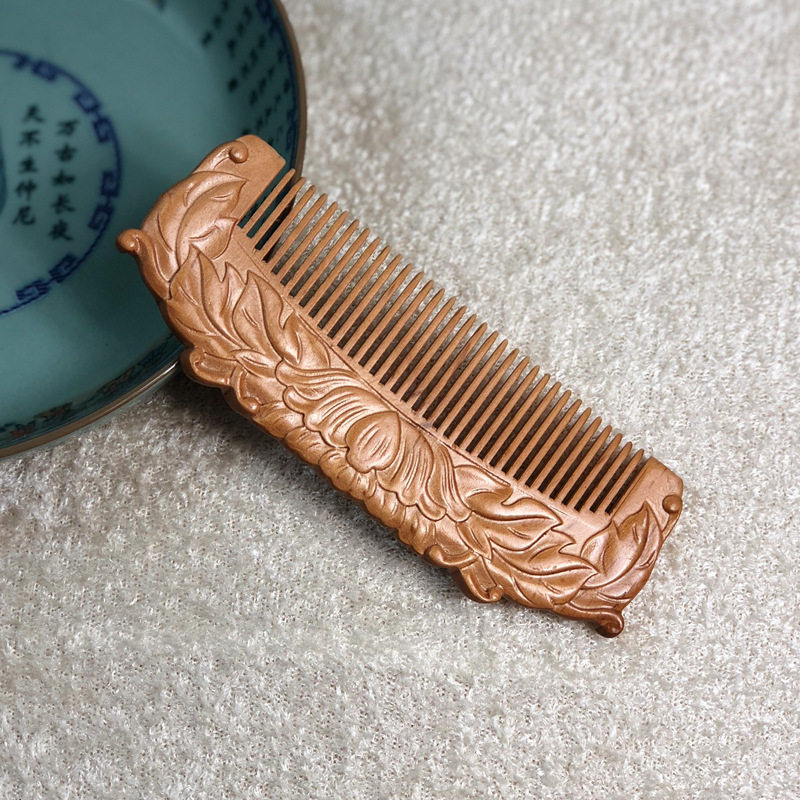 抖音同款桃木梳 双面雕刻木梳子美发梳按摩卷发梳实木梳美发工具