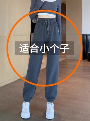 灰色运动裤女八分小个子2025年春夏新款束脚九分卫裤洋气休闲裤子