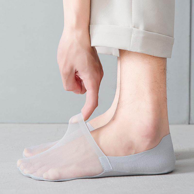 얼음 실크 양말 남성용 보트 양말 순면 통기성 땀 흡수 여름 얇은 얕은 입 실리콘 미끄럼 방지 메쉬 보이지 않는 짧은 Y