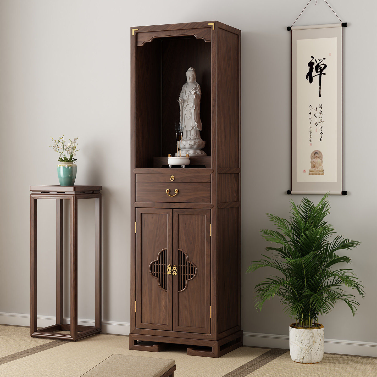 新中式佛龛立柜实木神龛神台柜供桌财神佛柜佛台柜家用观音供奉台