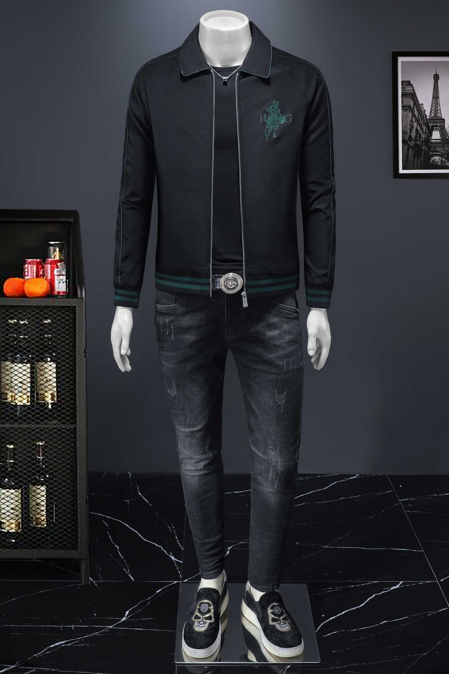 2025秋冬太空蜡面料IUIUG轻奢潮流男士重工外套D320-88194-P160,男装夹克,电商D322