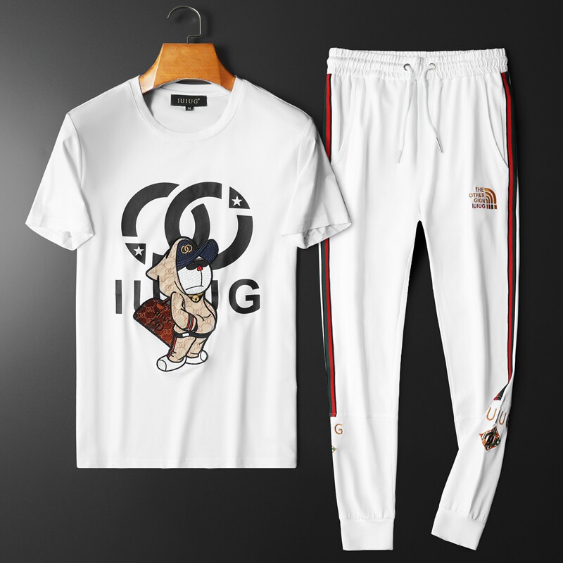 2022夏季伦古奇潮流丝光短袖运动休闲套装男D215-T27715-P205，男装休闲套装，电商D320(原D215)