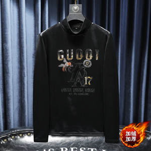 D215-27494-P100 2021冬新款轻奢男士韩绒半高领卫衣打底衫沙发图片
