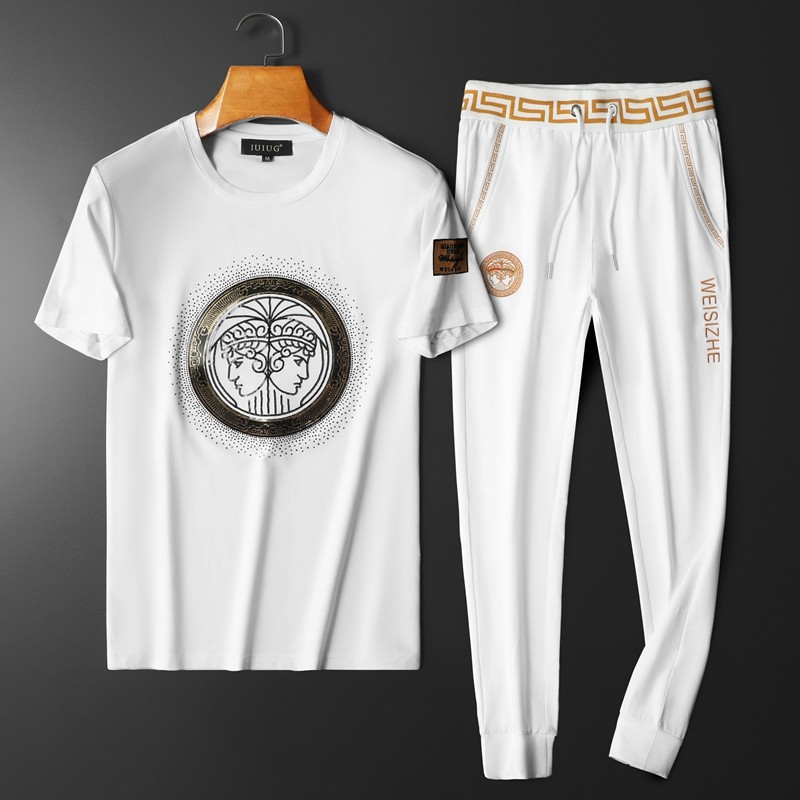 2022夏季伦古奇潮流丝光短袖运动休闲套装男D215-T27605-P205，男装休闲套装，电商D320(原D215)