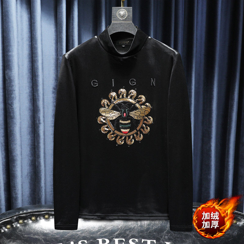 D215-21268-P100 2021冬新款轻奢男士韩绒半高领卫衣打底衫沙发图片