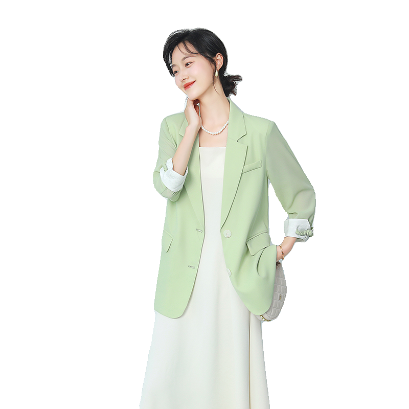 雪纺小西装外套女薄款白色2025新款夏韩版高级感休闲西服防晒上衣